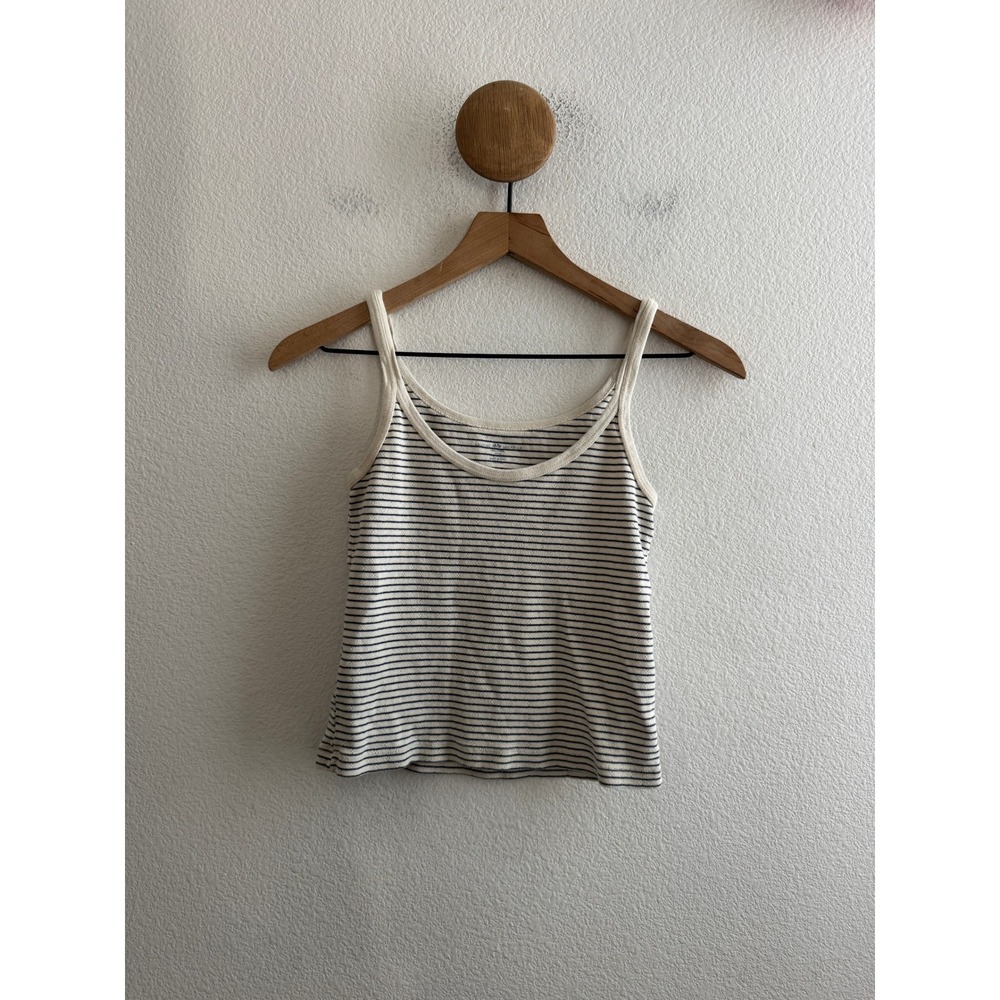 Brandy Melville Navy White Striped Pointelle Tank Top Cami Made in Italy